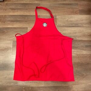 Starbucks Red Holiday Apron Barista Uniform Embroidered‎ Siren Logo Two Pockets